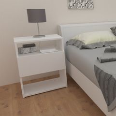 Imagen de Mesa de luz minimalista con cajón (blanco)