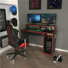 Escritorio Gamer Con Alzada Y Accesorios (Negro Y Rojo) en internet