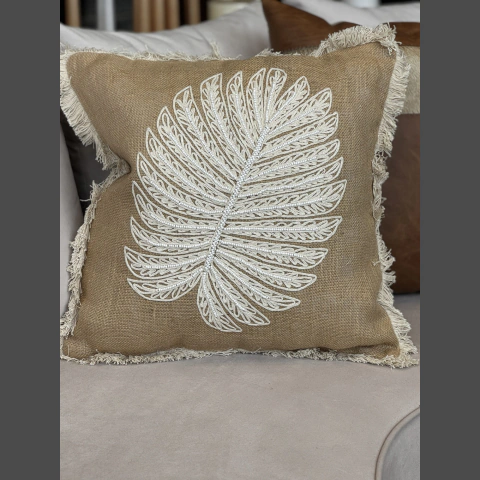 Almohadones rafia bordados india - Rancho Deco