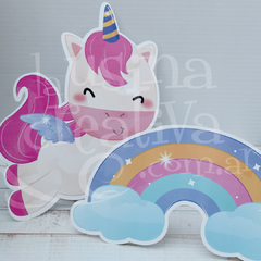 FIGURAS DE PAPEL UNICORNIO X 2