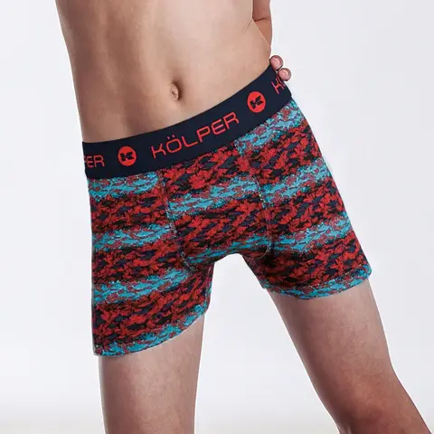 Boxer Kolper Art. 3950 Niños algodon estampado elastico visible T. 4 al 16