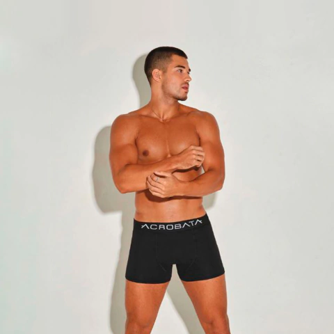 Boxer Acrobata Art. 11 Algodón y lycra elástico visible liso color negro T. S al XXL Pack x3 - comprar online