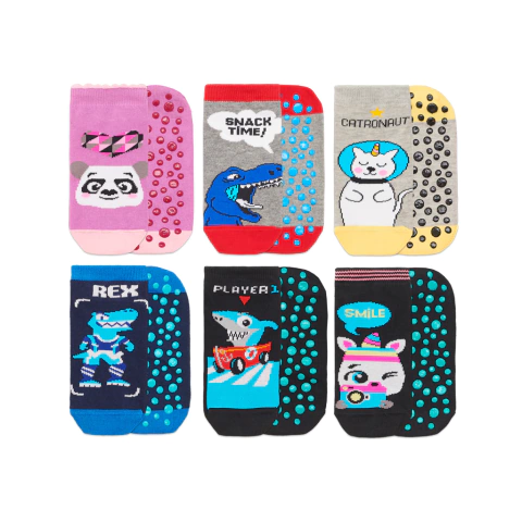 Pack x12 Soquetes Floyd Art. 63 Niños cortos antideslizante estampados T. 0 al 3 - tienda online