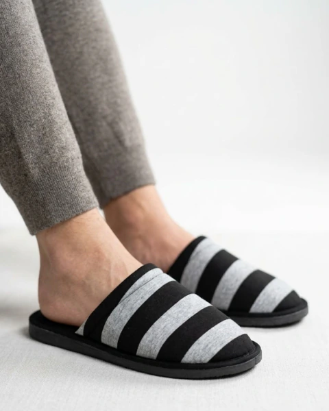 Pantuflas para hombre rayadas en gris y negro de algodón modelo Emmy Art. 658