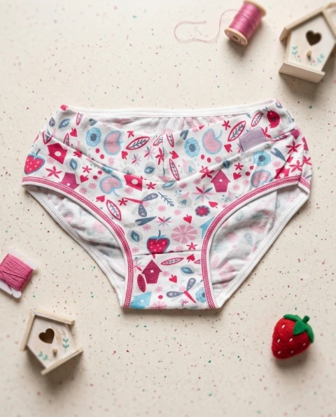 Bombacha Jaline Art. 224 Nena algodon y lycra estampada cintura cruzada T. 1 al 4
