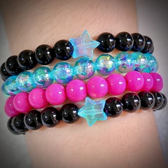 Kit 4 Pulseiras Preta Pink Azul