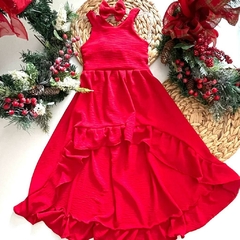 Vestido Mullet Vermelho Leticia (Acompanha Laço de Cabelo)