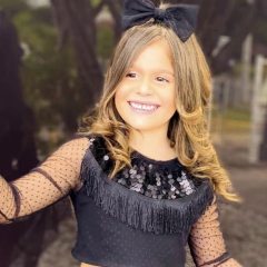 Conjunto Preto Festa Tule (Acompanha Laço de Cabelo) - loja online