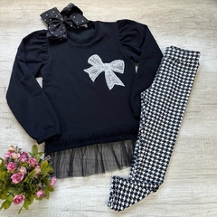 Conjunto Molicotton Blusão Laço vok Tule + Legging Pied de Poule