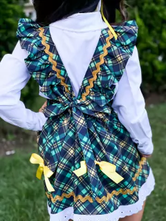 Conjunto Iolanda Junino (Salopete + Blusa + Laços de Cabelo) - Coisas de Dondoquinha