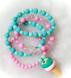Kit 4 Pulseiras Verde Água e Rosa Sorvete na internet