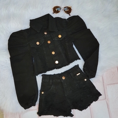 Conjunto Jeans Preto Destroyed (Jaqueta + short)