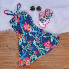 Vestido Longo Azul Floral