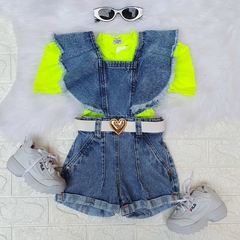 Macacão Jeans Babado