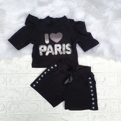 Conjunto Preto I Love Paris