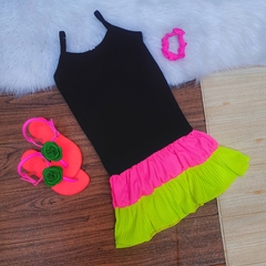 Vestido Preto com Neon Canelado - comprar online
