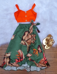 Conjunto Mullet Floral Folhas Secas