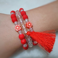 Kit 3 Pulseiras Franjinha Vermelha
