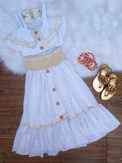 Conjunto Branco Laise Renda Cru