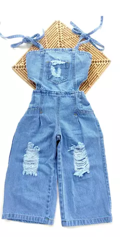 Macacão Jeans Wide Leg Destroyed