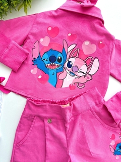 Conjunto Stitch Pink Veludo - Coisas de Dondoquinha