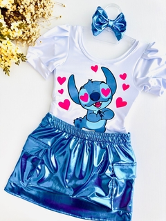 Conjunto Stitch (Acompanha Laço de Cabelo) na internet