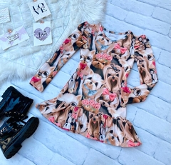 Vestido Manga Princesa Cachorrinhos