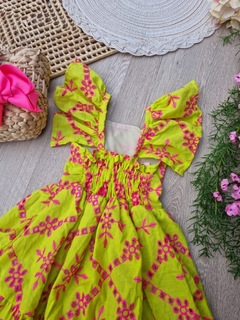 Vestido Laise Pink e Verde - Coisas de Dondoquinha