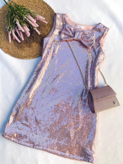 Vestido Trapézio Paetê Rosa - loja online