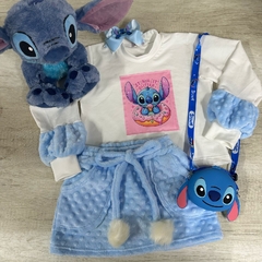 Conjunto Stitch Azul Blusão + Saia com Shorts - comprar online