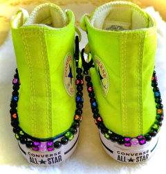 Acessório Cordinhas de Tenis Sneaker Straps Pretas com Coração Neon (Par)