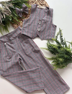 Conjunto Fabia (Colete + Calça + Acompanha Laço de Cabelo)
