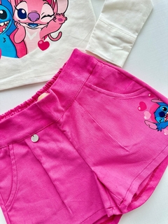 Conjunto Stitch Branco e Pink - loja online