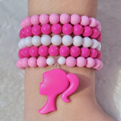 Kit 5 Pulseiras Rosa Rosto Boneca