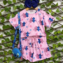 Conjunto Stitch Angel Rosa (Blusa + Short) - comprar online