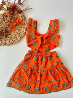 Vestido Gabriela Laise Laranja (Acompanha Laço de Cabelo) - comprar online
