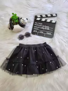 Saia com Pérolas Tutu Preta