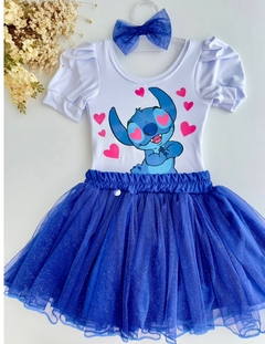 Conjunto Stitch Tutu com Brilho (Acompanha Laço de Cabelo) (cada)