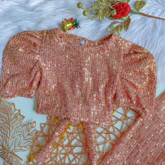 Conjunto Paetê Rose Gold (Cropped + Calça) - comprar online