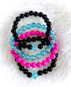 Kit 4 Pulseiras Preta Pink Azul - comprar online