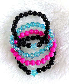 Kit 4 Pulseiras Preta Pink Azul - comprar online