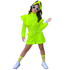 Imagem do Macacão Curto Manga Longa Amarelo Neon Frufru