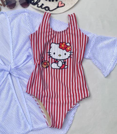 Maiô Hello Kitty Listrado Vermelho - comprar online