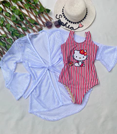 Maiô Hello Kitty Listrado Vermelho na internet
