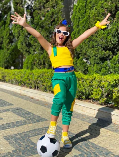 Conjunto BRASIL Copa do Mundo Fivela Azul (Cropped Fivela + Calça Bolsos) - loja online