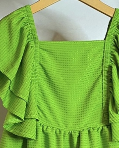 Vestido Verde Babado Viscose Shine - comprar online