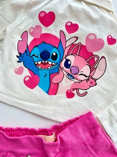 Conjunto Stitch Branco e Pink - Coisas de Dondoquinha