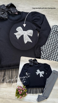 Conjunto Molicotton Blusão Laço vok Tule + Legging Pied de Poule - comprar online