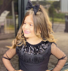 Conjunto Preto Festa Tule (Acompanha Laço de Cabelo) - comprar online