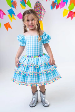 Vestido Junino Amor Perfeito Azul - comprar online